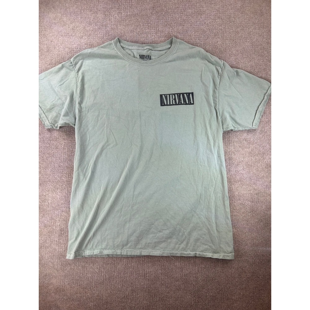 Nirvana Something In The Way Graphic T-Shirt Sage Green‎ Mens Large Band Tee